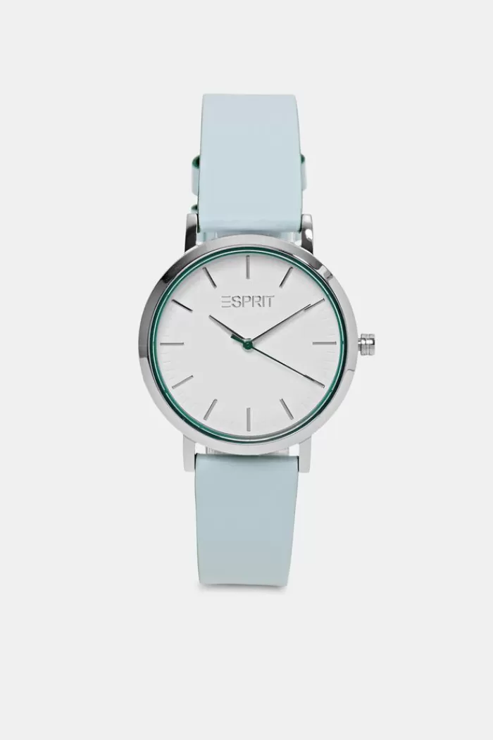 Edelstalen Horloge Met Een Leren Bandje*Esprit Flash Sale