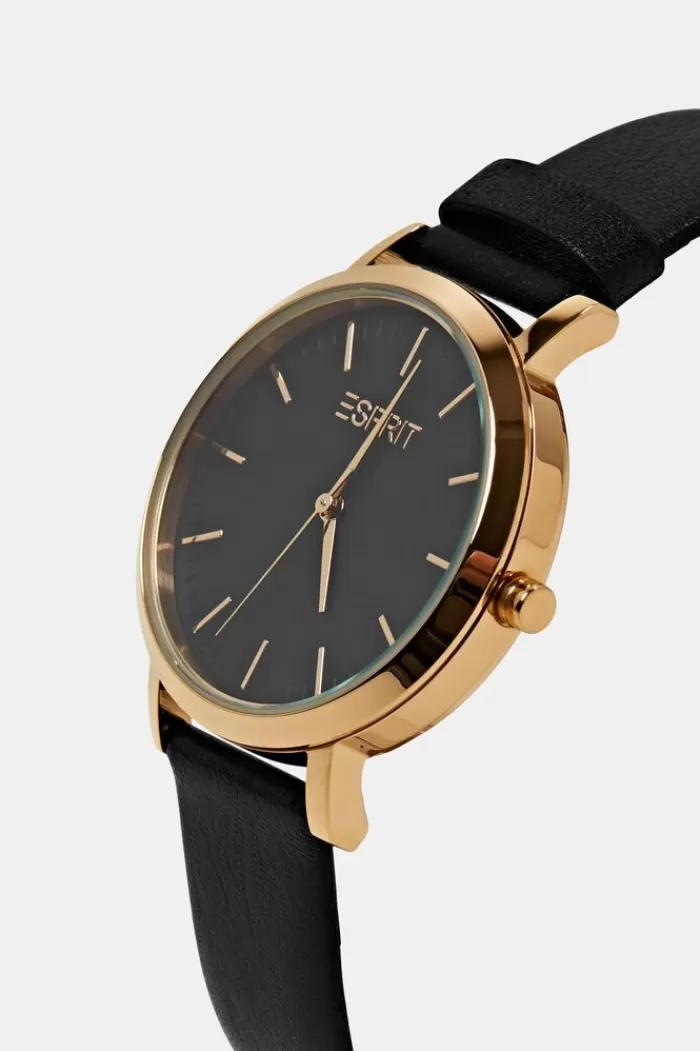 Edelstalen Horloge Met Een Leren Bandje*Esprit Best