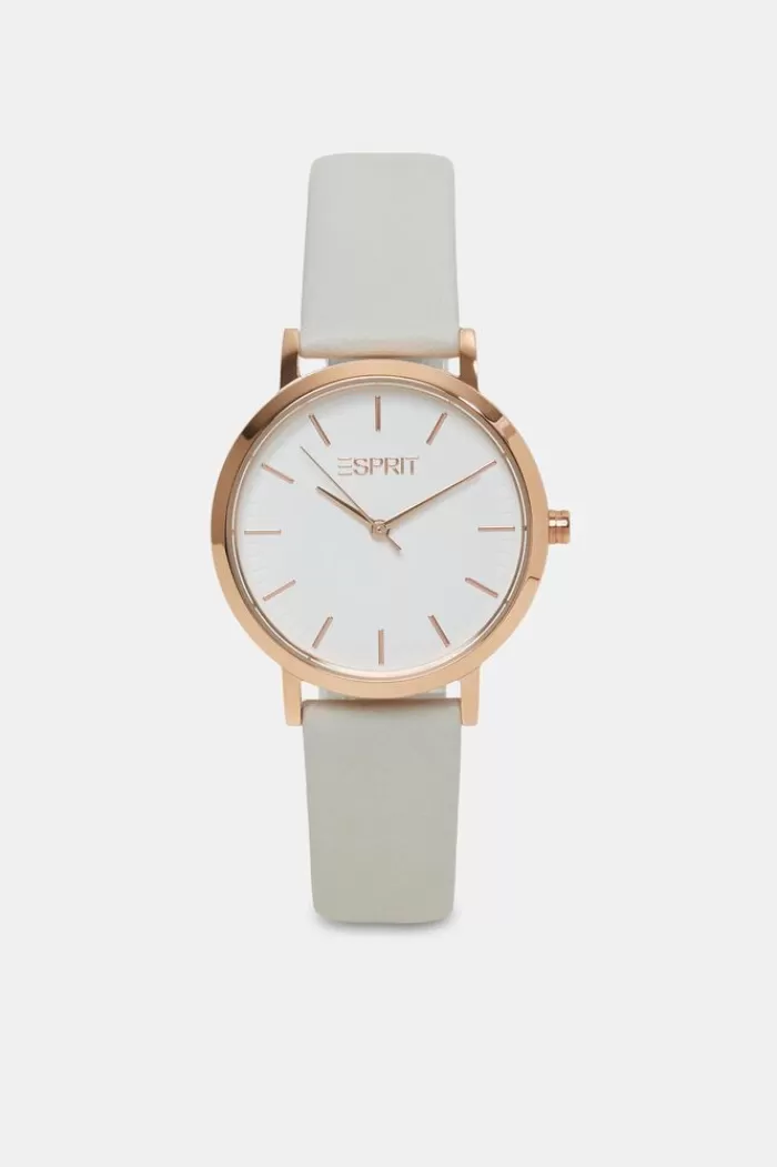 Edelstalen Horloge Met Leren Bandje*Esprit Online