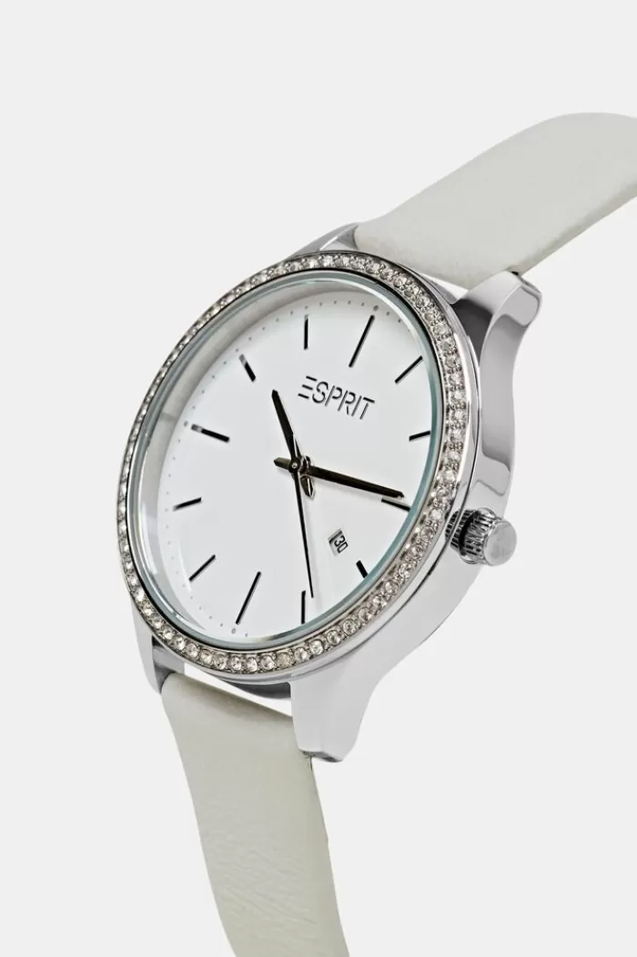 Edelstalen Horloge Met Leren Bandje*Esprit Sale