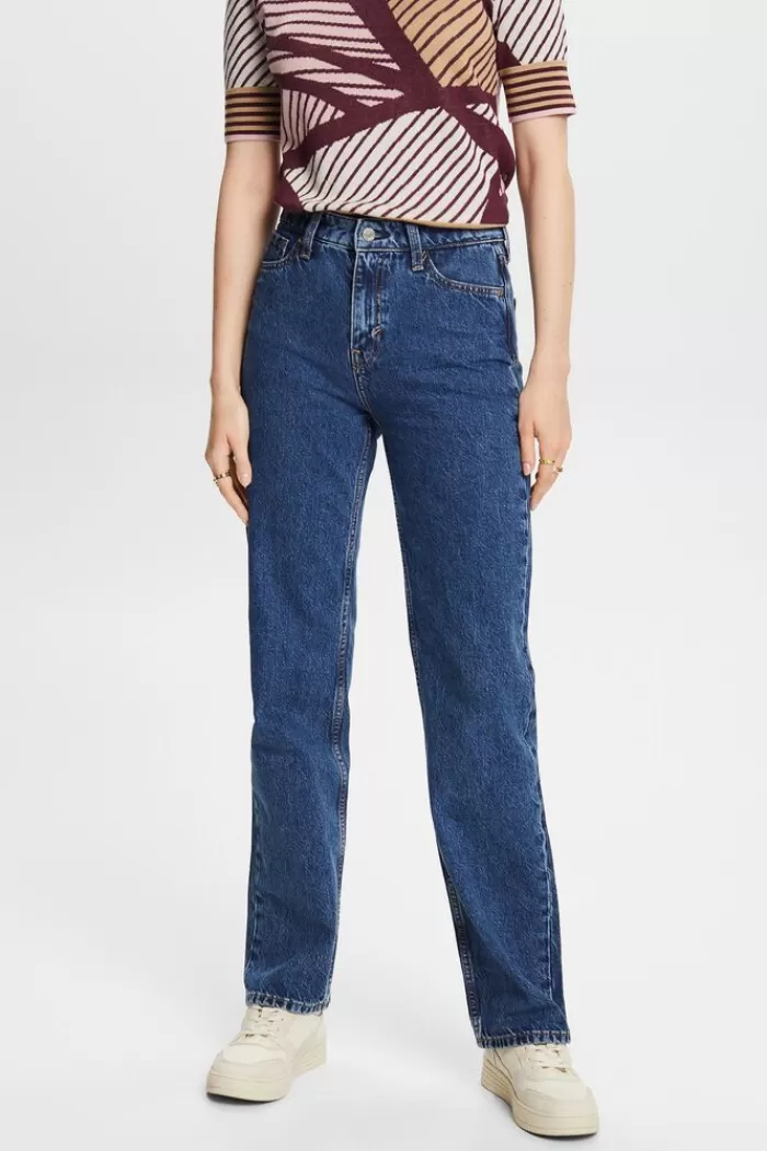 Jeans Met Retrolook, Hoge Taille En Rechte Pijpen*Esprit Cheap