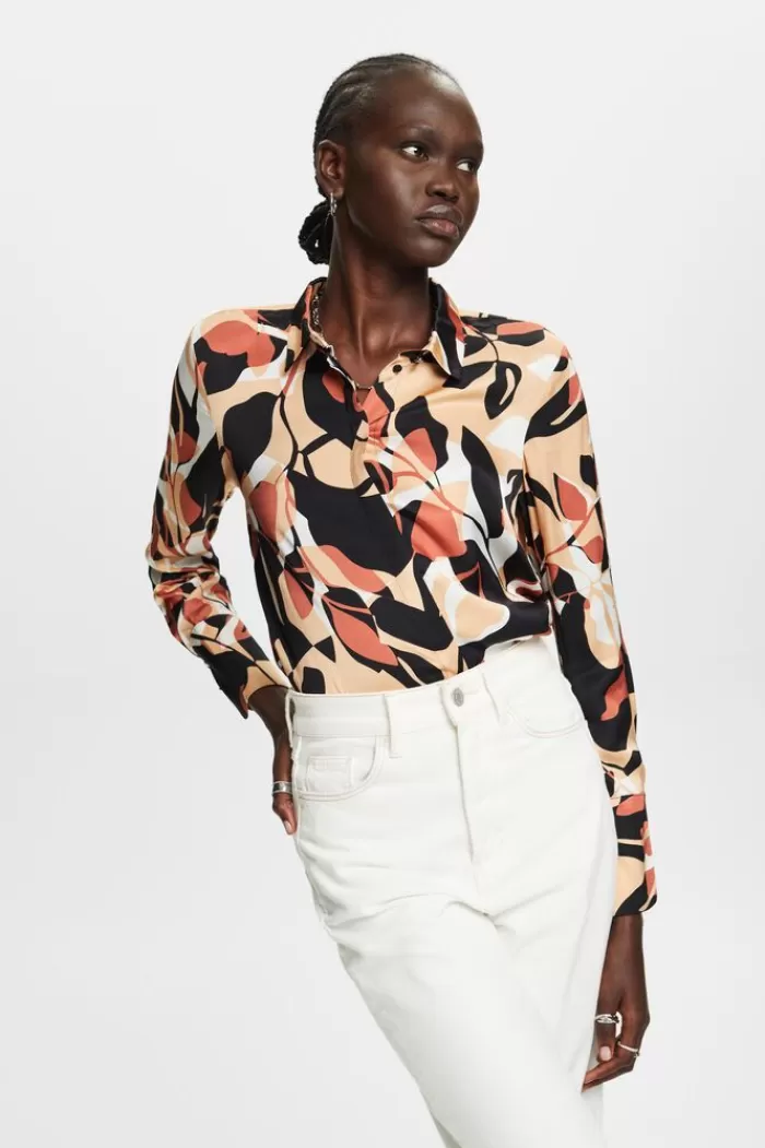 Satijnen Blouse Met All-Over Motief*Esprit Fashion