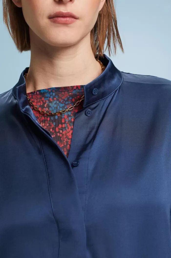 Satijnen Blouse Met Knopen Op De Voorkant*Esprit Flash Sale