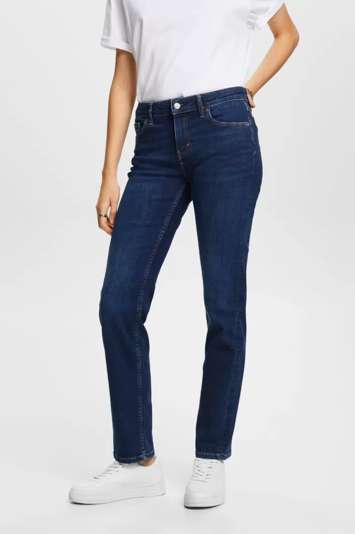 Stretchjeans Met Rechte Pijpen, Katoenmix*Esprit Online