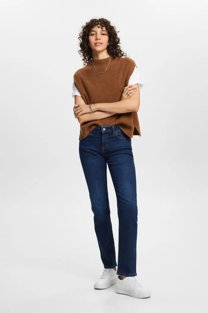 Stretchjeans Met Rechte Pijpen, Katoenmix*Esprit Online