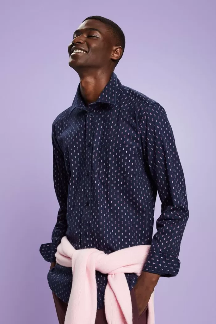 Twill Overhemd Met Motief En Smal Model*Esprit Outlet